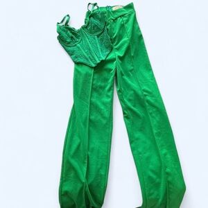 Lace Corset Top with Matching Flare Pants